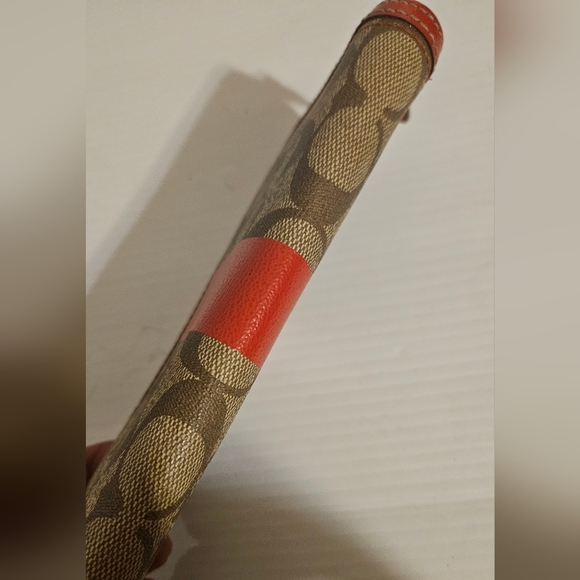 Coach Heritage Signature Stripe Zip Around Accordion Leather - Picture 3 of 9